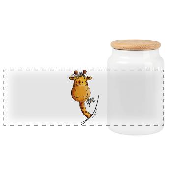 Drollige Giraffe Cartoon Wildtier Zootier Safari - Panorama Keksdose mit Holzdeckel - Weiß - Vorne