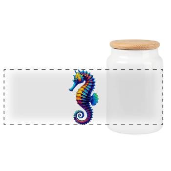 Hippocampe - Boîte à biscuits avec couvercle en bois - blanc - Devant