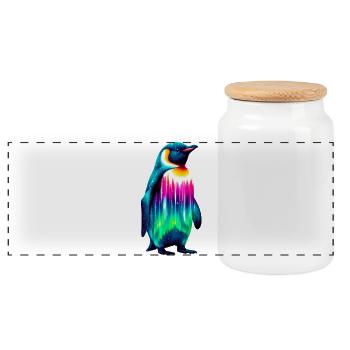 Pingouin - Boîte à biscuits avec couvercle en bois - blanc - Devant