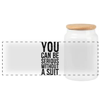 you can be serious without a suit - Panorama Keksdose mit Holzdeckel - Weiß - Vorne