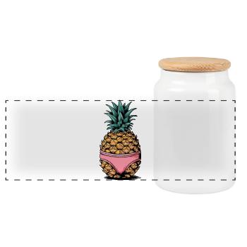 Ananas in Pink - Panorama Keksdose mit Holzdeckel - Weiß - Vorne