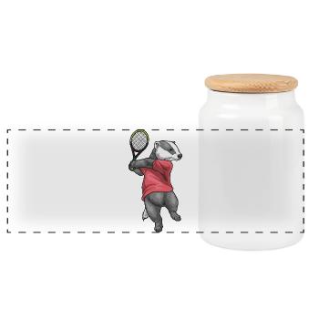 Raquette de tennis Badger - Boîte à biscuits avec couvercle en bois - blanc - Devant