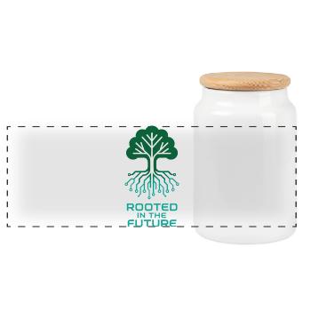 Digital tree for a sustainable future - Panoramic Cookie Jar with Wooden Lid - white - Front