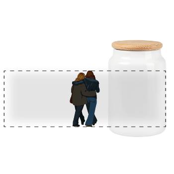 Amitié - Boîte à biscuits avec couvercle en bois - blanc - Devant