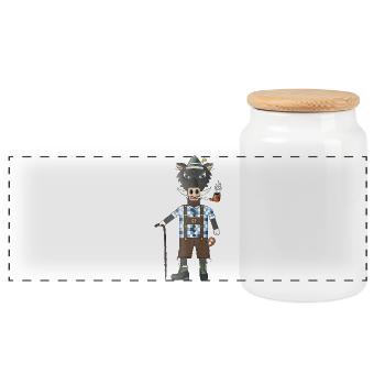 Summit grunt wild boar on the move - Panoramic Cookie Jar with Wooden Lid - white - Front