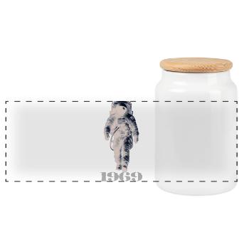 Astronaute - Boîte à biscuits avec couvercle en bois - blanc - Devant