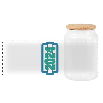 Year 2024 - Panoramic Cookie Jar with Wooden Lid - white - Front