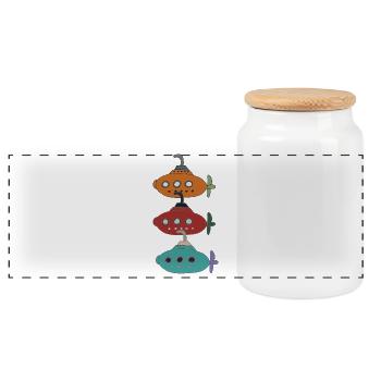 Des bateaux sous-marins imaginatifs - Boîte à biscuits avec couvercle en bois - blanc - Devant