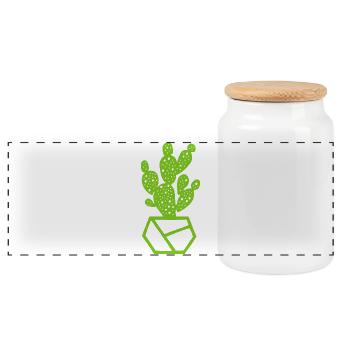 Cactus - Boîte à biscuits avec couvercle en bois - blanc - Devant