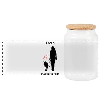 JE SUIS UNE MAMAN MALINOISE - L’amour à chaque tournant - Boîte à biscuits avec couvercle en bois - blanc - Devant