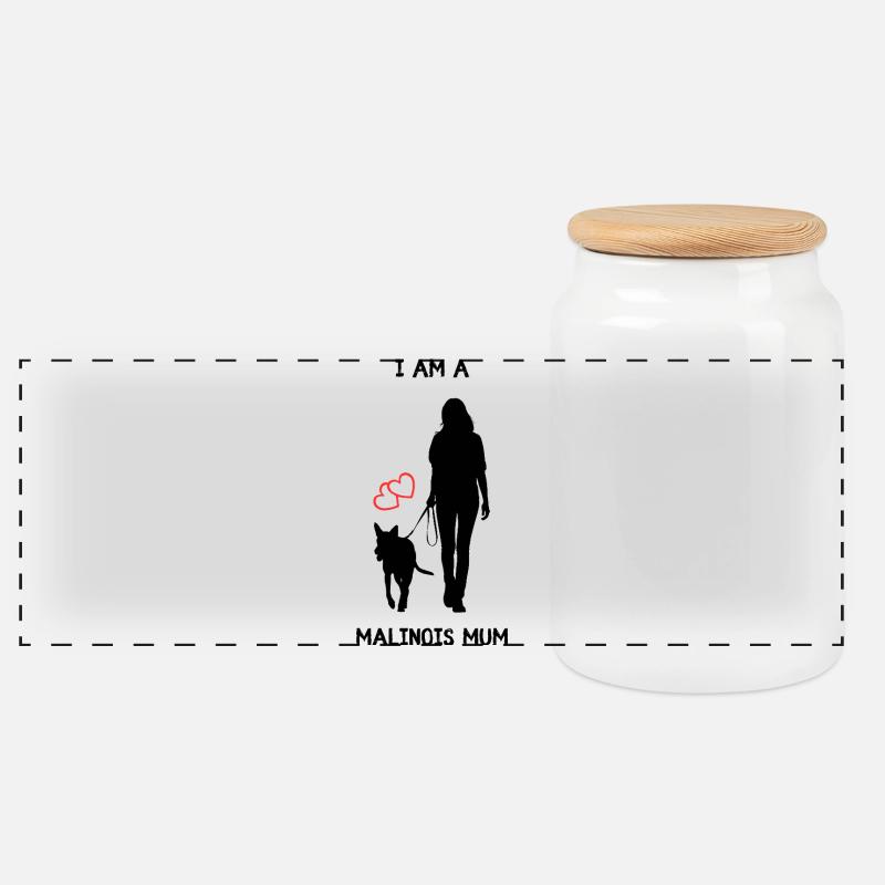  I AM A MALINOIS MUM - Liebe auf Schritt und Tritt - Panorama Keksdose mit Holzdeckel - Weiß