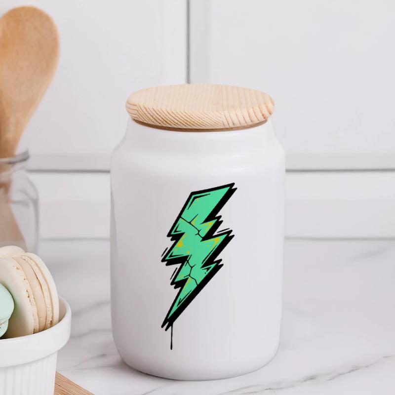 Style Éclair Éclair Abstrait Boîte à biscuits avec couvercle en bois