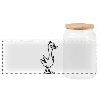 Angry goose - Panoramic Cookie Jar with Wooden Lid - white - Front