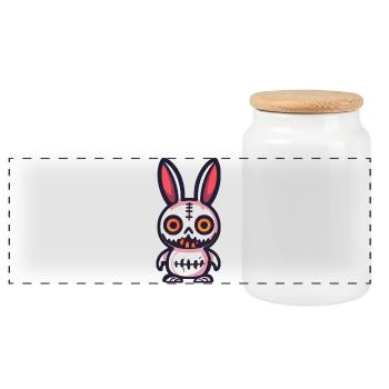 Hase Halloween Comic Lustig - Panorama Keksdose mit Holzdeckel - Weiß - Vorne