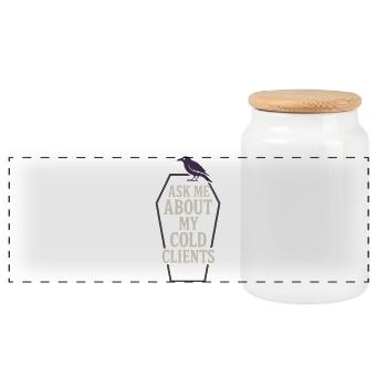 Corpse Science Dark Humor Death Positive - Panoramic Cookie Jar with Wooden Lid - white - Front