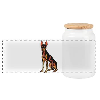Doberman Chien Halloween Zombie - Boîte à biscuits avec couvercle en bois - blanc - Devant