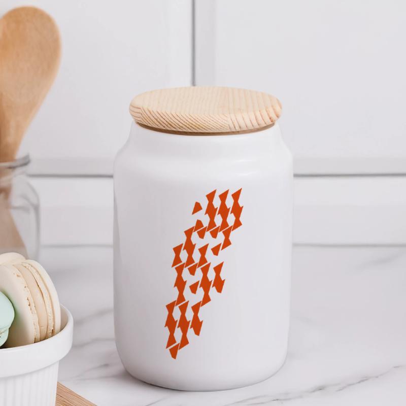 Modul_Muster in Combinatorics Panoramic Cookie Jar with Wooden Lid