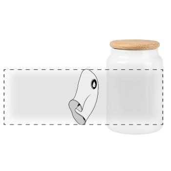 Minimalist Ghost - Panoramic Cookie Jar with Wooden Lid - white - Front