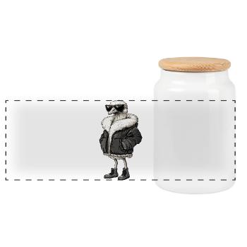 Autruche Hiver Frais - Boîte à biscuits avec couvercle en bois - blanc - Devant