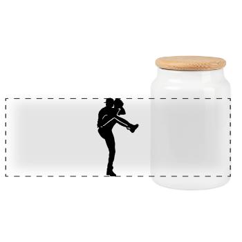 Base-ball - Boîte à biscuits avec couvercle en bois - blanc - Devant