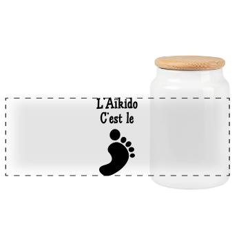 Aikido is the foot! - Panoramic Cookie Jar with Wooden Lid - white - Front