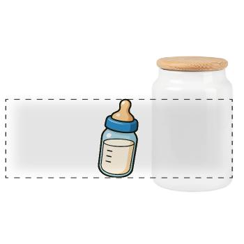 Baby bottle - Panoramic Cookie Jar with Wooden Lid - white - Front