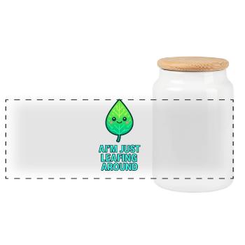 I'm just leafing around – Leaf design - Panoramic Cookie Jar with Wooden Lid - white - Front