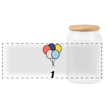 1. 1 year. 1st ANNIVERSARY. 1 YEAR ANNIVERSARY - Panoramic Cookie Jar with Wooden Lid - white - Front