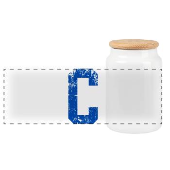 Buchstabe c Retro-Sport - Panorama Keksdose mit Holzdeckel - Weiß - Vorne