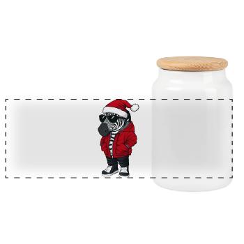 Zebra Weihnachten Winter - Panorama Keksdose mit Holzdeckel - Weiß - Vorne