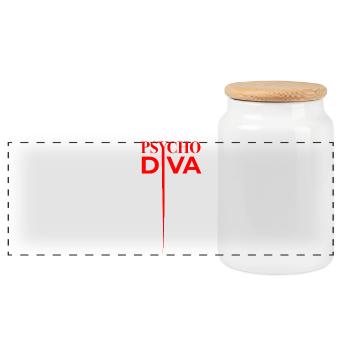 Psycho Diva – Sarcasm Spell Red - Panoramic Cookie Jar with Wooden Lid - white - Front