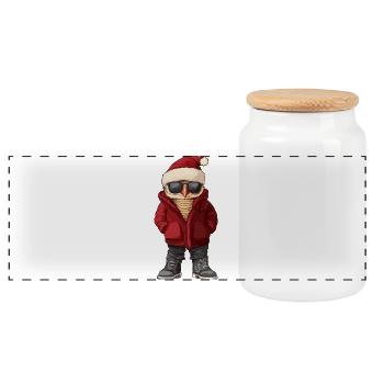 Eule Weihnachten Winter - Panorama Keksdose mit Holzdeckel - Weiß - Vorne