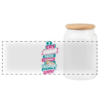 Anime Fangirl Screams Anime Reaction - Panoramic Cookie Jar with Wooden Lid - white - Front