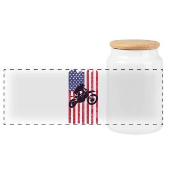 Drapeau américain du vélo de cross, - Boîte à biscuits avec couvercle en bois - blanc - Devant