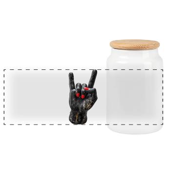 Rockhand Marble Print - Panoramic Cookie Jar with Wooden Lid - white - Front