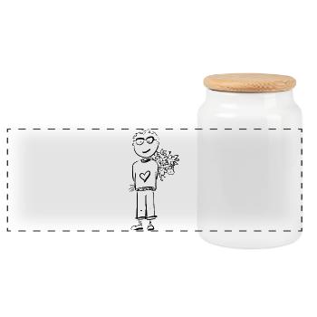 Garçon aux Fleurs / Bande dessinée - Boîte à biscuits avec couvercle en bois - blanc - Devant