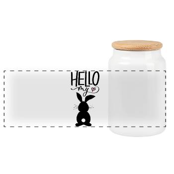 Honey Bunny. Love you, sweetheart. - Panoramic Cookie Jar with Wooden Lid - white - Front