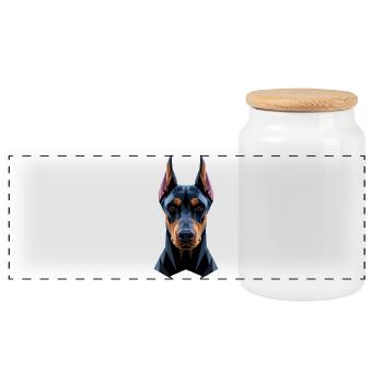Doberman Motif Chien de Garde Fiers Dobermans - Boîte à biscuits avec couvercle en bois - blanc - Devant