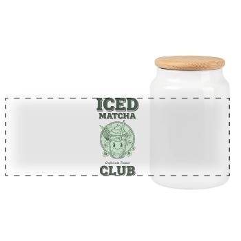 Iced Matcha Club Crafted With Tradition Matcha - Panorama Keksdose mit Holzdeckel - Weiß - Vorne