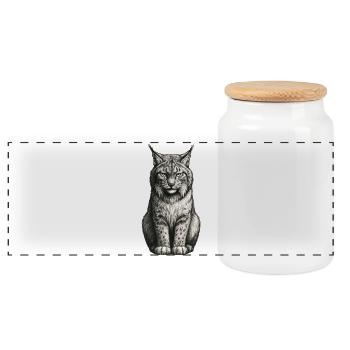 Lynx Silhouette Bleistift - Panorama Keksdose mit Holzdeckel - Weiß - Vorne
