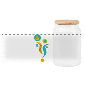 Yoga design_41 - Panoramic Cookie Jar with Wooden Lid - white - Front