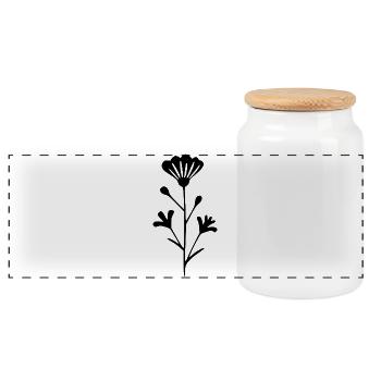 Fleurs noires Fleurs en fleur Fleurs sauvages Herbes - Boîte à biscuits avec couvercle en bois - blanc - Devant