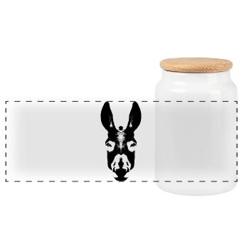 Donkey / Head - Panoramic Cookie Jar with Wooden Lid - white - Front