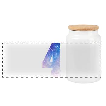 Issue 4 – 4 Year Anniversary Gift - Panoramic Cookie Jar with Wooden Lid - white - Front
