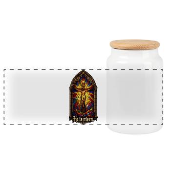 Auferstehung He is Risen Ostern Jesus - Panorama Keksdose mit Holzdeckel - Weiß - Vorne