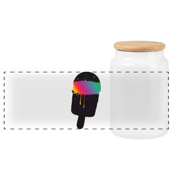 Regenbogen Eis Silhouette Street Art Style  - Panoramic Cookie Jar with Wooden Lid - white - Front