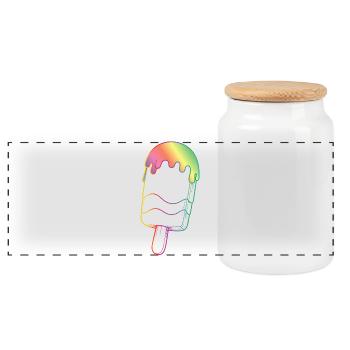 Contour de glace arc-en-ciel style néon - Boîte à biscuits avec couvercle en bois - blanc - Devant