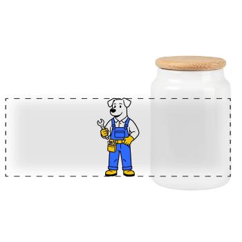 Plombier chien - Boîte à biscuits avec couvercle en bois - blanc - Devant