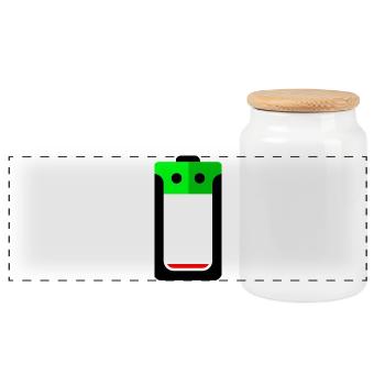 Mei Battery Today Funny Shirt – Low Battery Humor - Panoramic Cookie Jar with Wooden Lid - white - Front