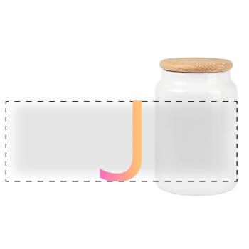 J - Panoramic Cookie Jar with Wooden Lid - white - Front